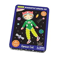 Mudpuppy Space Cat Magnetic Tin – Includes 3 Sheet of Mix & Match Dress Up Magnets and 2 Background Scenes – Toy Magnets for Kids with Hinged Storage Tin – Great Travel Activity for Kids and Toddlers