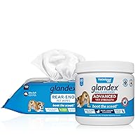 Glandex Anal Gland Hygienic Pet Wipes 100 Ct and Glandex Advanced Vet-Strength Chews 60 Ct Bundle Dog Cleaning Wipes with Fresh Scent, Vet-Strength Anal Gland Supplement for Dogs with Extra Fiber