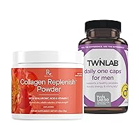 TWL Men's Daily One 60 ct & Reserveage Beauty, Collagen Replenish Powder with Hyaluronic Acid & Vitamin C, for Radiant Skin, Cellulite Reduction & Hair Strength, 2.75 Oz, Unflavored