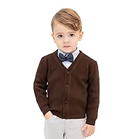 Lilax Baby Boys Basic Long Sleeve V-Neck Classic Knit Cardigan Sweater