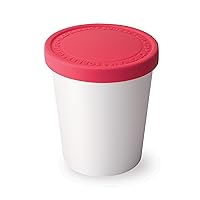 Sweet Treat Ice Cream Tub (Raspberry) - 1 Quart Reusable Plastic & Silicone Container for Homemade Ice Cream & Freezer Food Storage / Dishwasher-Safe & BPA-Free