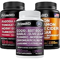 Ceylon Cinnamon (1pk), Fadogia Tongkat Ali (1pk), and Nitric Oxide (1pk) Supplement Bundle - Potent Vitamins for Heart, Energy, Male Well-Being, & Immune Support - Non-GMO, Vegan, Gluten-Free
