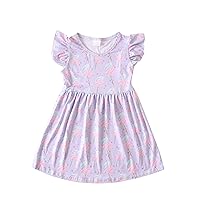 Toddler Girls Dress Causal Flutter Sleeve Ruffle Bottom Dress Summer Clothes