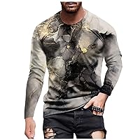 Mens T Shirts Casual Crew Neck Long Sleeve Shirts Blouse Fashion Marble Print Graphic Tee Shirts Athletic Tee Tops