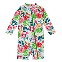 upandfast Baby Girl Swimsuit Rash Guard Shirt Toddler Girls Bathing Suit with Full-Length Zipper UPF 50+ Infant Swimwear