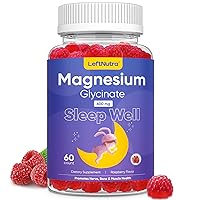 Magnesium Glycinate Gummies 600mg for Adult, Magnesium Supplement for Sleep, Stress Relief, Muscle, Nerve Support, Calm Magnesium L-Threonate Multivitamin, Raspberry Flavor, 60 Count