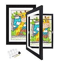 2 Pack Kids Art Frame Front Opening Changeable Kids Artwork Frames Great for Kids Drawings Storage Frames Children Art Letters Paper Projects Schoolwork Crafts 8.5x11 Hanging Art (Black)