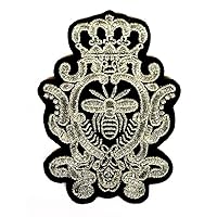 Nipitshop Patches Fashion Black Golden Crown Bee Design Beautiful Patch Embroidered Iron On Patch for Clothes Backpacks T-Shirt Jeans Skirt Vests Scarf Hat Bag