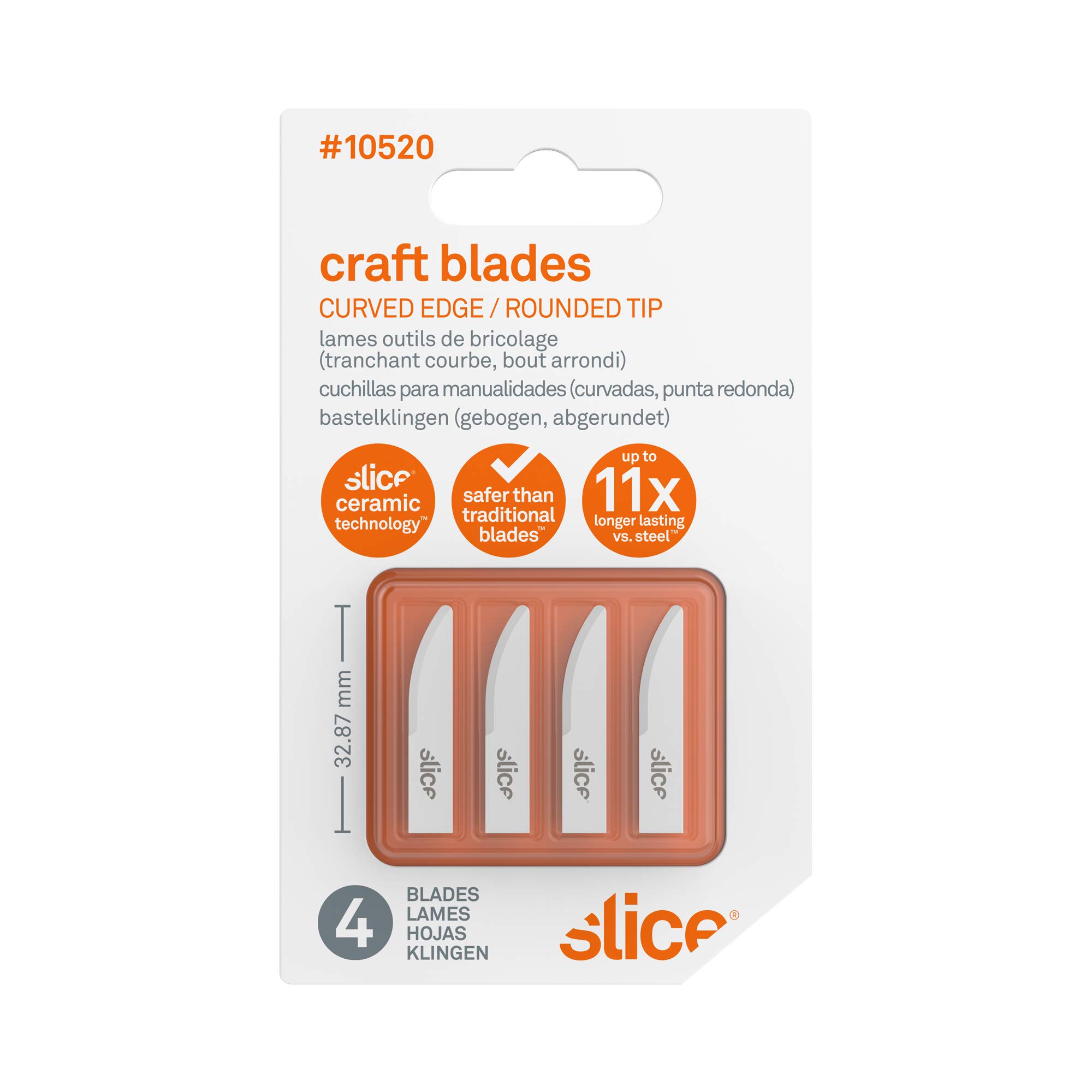 Slice 10520-CS Craft Blades, Fits Most Craft Handle Knives, Ceramic Blade, 24 Blades, White