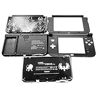 DIY for New3DSLL Extra Shells Housing Case Sun & Moon Edition Replacement, for New 3DS New3DS XL LL, 3DSXL 3DSLL Game Consoles, Custom Black Outer Enclosure Covers 5 PCS Faceplate Plates Set
