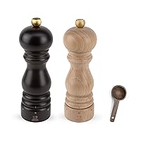 Paris u'Select Salt & Pepper Mill, Inch, Chocolate/Natural - With Wooden Spice Scoop (7 inch)