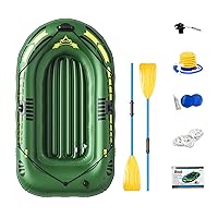 Fishing Boat, Inflatable Boat, Canoe, Kayak, 2/3 Seater, Extra Thick, Safety, Foldable, With Oars, Load Capacity 660.1 lbs (300 kg), Drifting Boat, Leisure, Air Boat, Foot Pump and Repair Pack