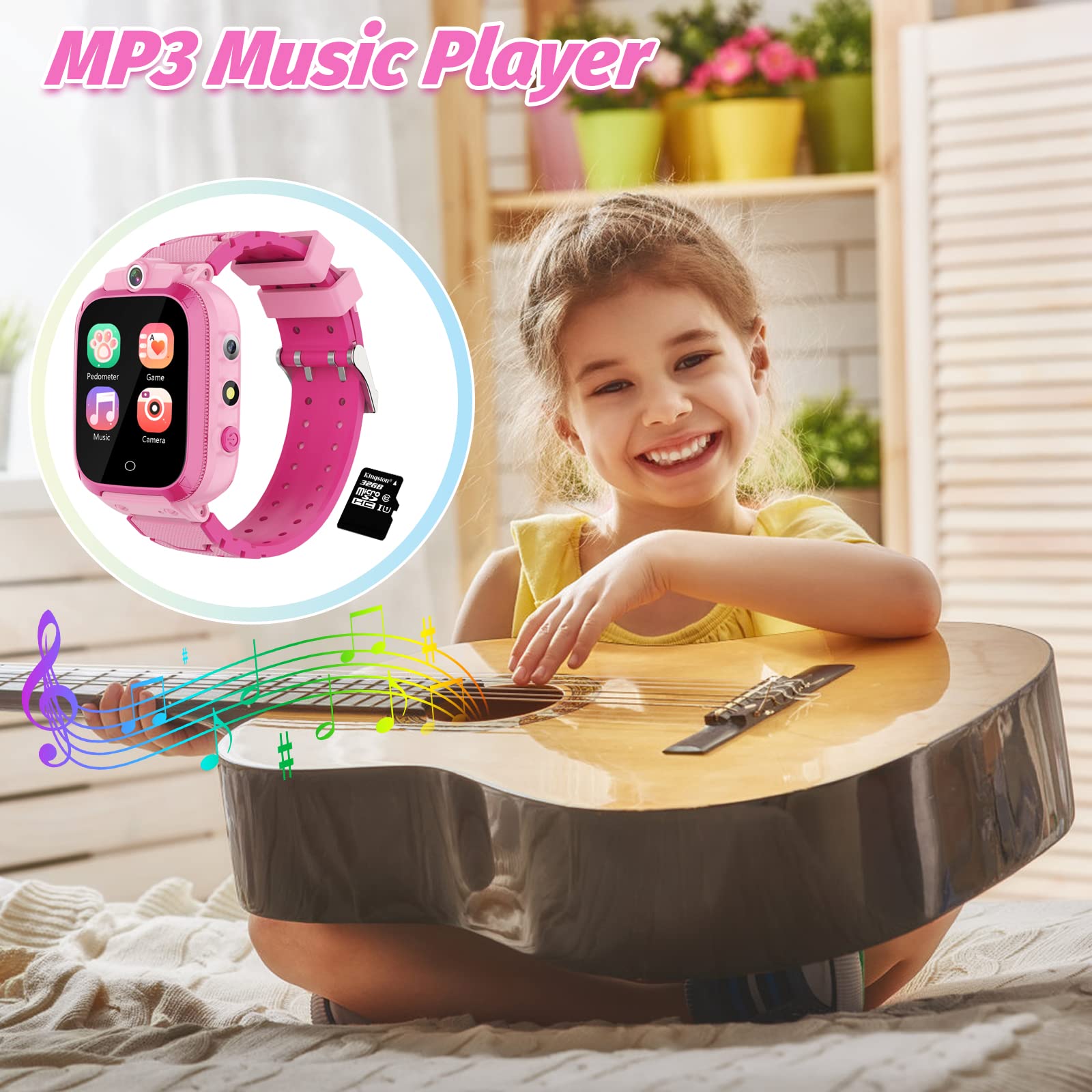 Kids Smart Watch for Girls Boys Ages 3-12 Years,Toddler Wrist Watch mp3 music player 14 Puzzle Games with Dual Cameras Video Player/Recorder Pedometer Torch Children Birthday Festival Gifts Toys