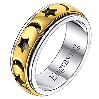 Silvora Women Spinner Band Ring Sterling Silver 7MM Celtic Cresent Moon Statement Rings for Men Stress Relieving Jewelry