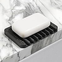 KRAUS Multipurpose Self-Draining Silicone Soap Dish/Sponge Holder for Bathroom or Kitchen Counter in Black, KDM-05BL