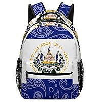 Paisley and El Salvador Flag Travel Backpack Lightweight Shoulder Bag Daypack for Work Office