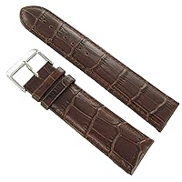 Milano 20mm Genuine Calfskin Leather Alligator Grain Padded Brown Watch Band Strap Watchbands