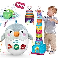 LTKFFFdp Baby Toys for Toddlers 1-3, Animal Plush Musical Toy, Nesting Cups Shape Sorter for Infant 6 to 12-18 Months, Learning Toy with Rattle, Birthday Gifts for Kids 9-12 Month Girl Boy