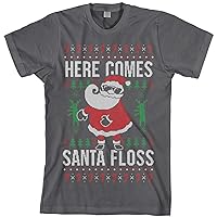 Threadrock Men's Here Comes Santa Floss Ugly Christmas T-Shirt