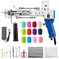 Suteck Tufting Gun Starter Kit, 2 in 1 Cut & Loop Pile Rug Tufting Gun, 100V-240V Electric Carpet Flocking Machine, with 12-Color Yarn Rolls and Tufting Cloth, Ideal for Tufting Lover