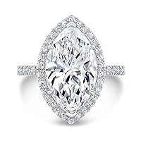 4.90 CT Marquise Moissanite Engagement Ring Wedding Bridal Ring Set Solitaire Accent Halo Style 10K 14K 18K Solid Gold Sterling Silver Anniversary Promise Ring Gift for Her