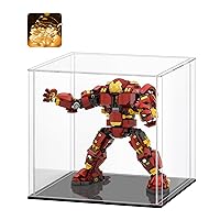 LASOA Acrylic Display Case for Collectibles, Alternative Glass Display Box with Black Base and Lid, Self-Assembly Clear Storage Showcase for Figurine Memorabilia (4.7x4.7x4.7inch;12x12x12cm)