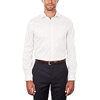 Van Heusen men's Regular Fit Flex Collar Stretch Solid Dress Shirt, White, 17.5 Neck 32 -33 Sleeve X-Large US