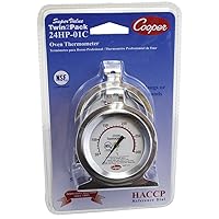24HP-01C-1 Stainless Steel Bi-Metal Super Value Twin2Pack 24HP Oven Thermometers, 50 to 300 degrees C Temperature Range (Pack of 2)