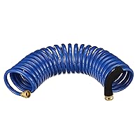 Attwood 11871-7 Spiral Watering Hose — Weatherproof, Kink-Free, 25 Feet Long, ¾-in. End Fittings, 3/8-In. Interior Diameter, Blue