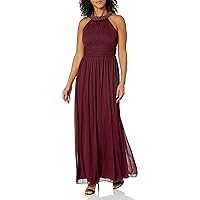 Le Bos Women's Solid Classic Halter Gown