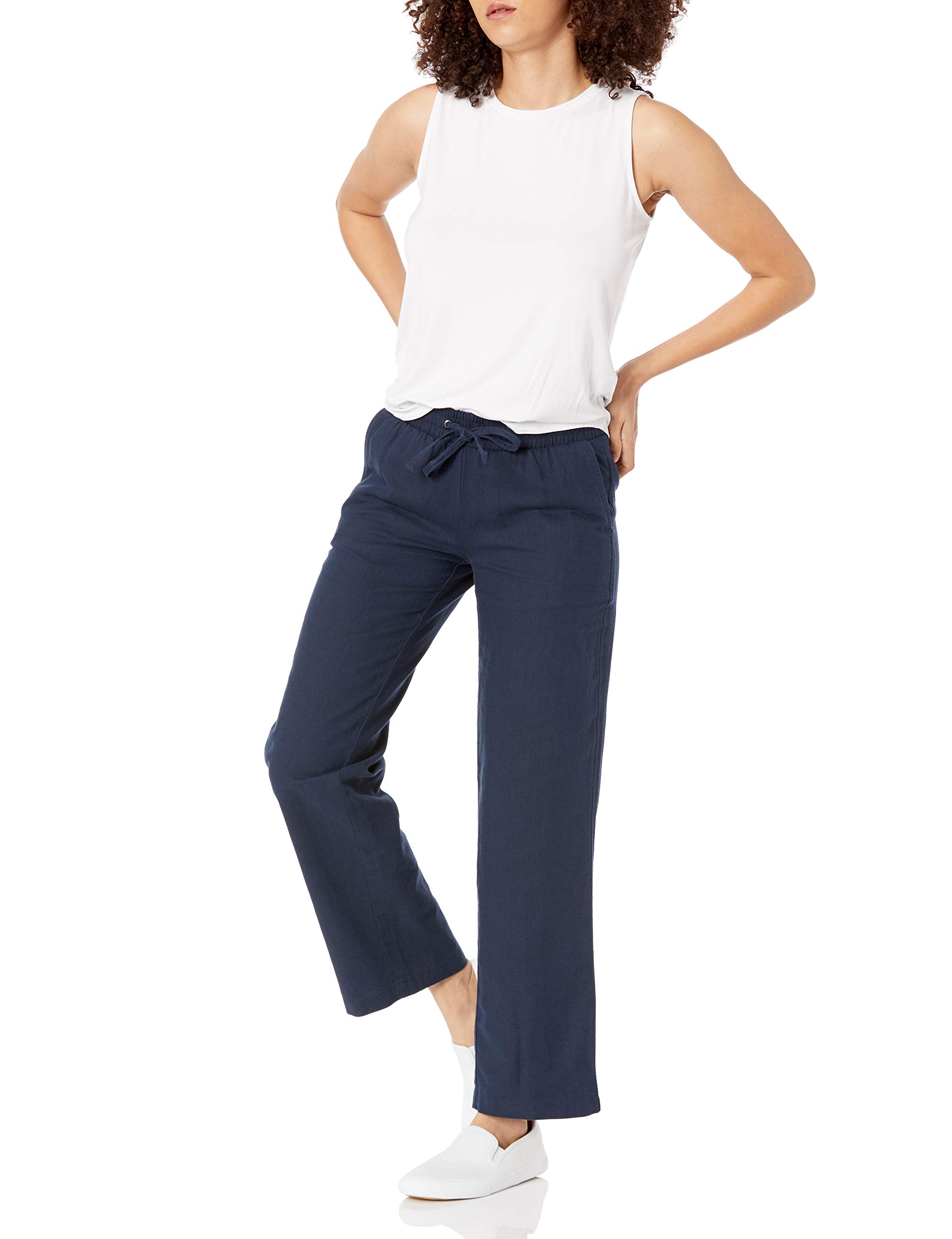 Amazon Essentials Women's Linen Blend Drawstring Wide Leg Pant (Available in Plus Size)