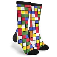 YISHOW Colorful Cube Crew Socks Funny Novelty Socks Gifts