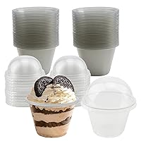 100 Pack 6oz Clear Plastic Cups with Lids, Disposable Dessert Cups with Dome Lids, Clear Parfait Cups for Yogurt, Fruit, Ice Cream, Cold Drink, Cake