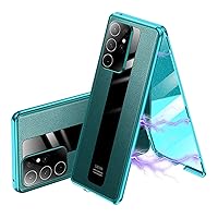 ZIFENGX- Case for Samsung Galaxy S23/S23 Plus/S23 Ultra, Magnetic Adsorption Metal Frame Front HD 10H Tempered Glass (S23 Plus,Blue)