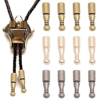 CHGCRAFT 12Pcs 3Colors Bolo Tie Tips Replacement End Caps Metal Accessories Retro Bolo Tie Tips for DIY Keychain Sweater Chain Bracelet Necklace Jewelry Making Findings