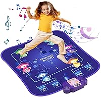 Dance Mat for Kids Age 3-12, Light Up Musical Dance Pad Toy with Bluetooth,5 Mode,3 Challenge Level, Electronic Drum Mode, Ajustable Volume, Xmas Birthday Gift for 3 4 5 6 7 8 9 10 Years Old Girl& Boy
