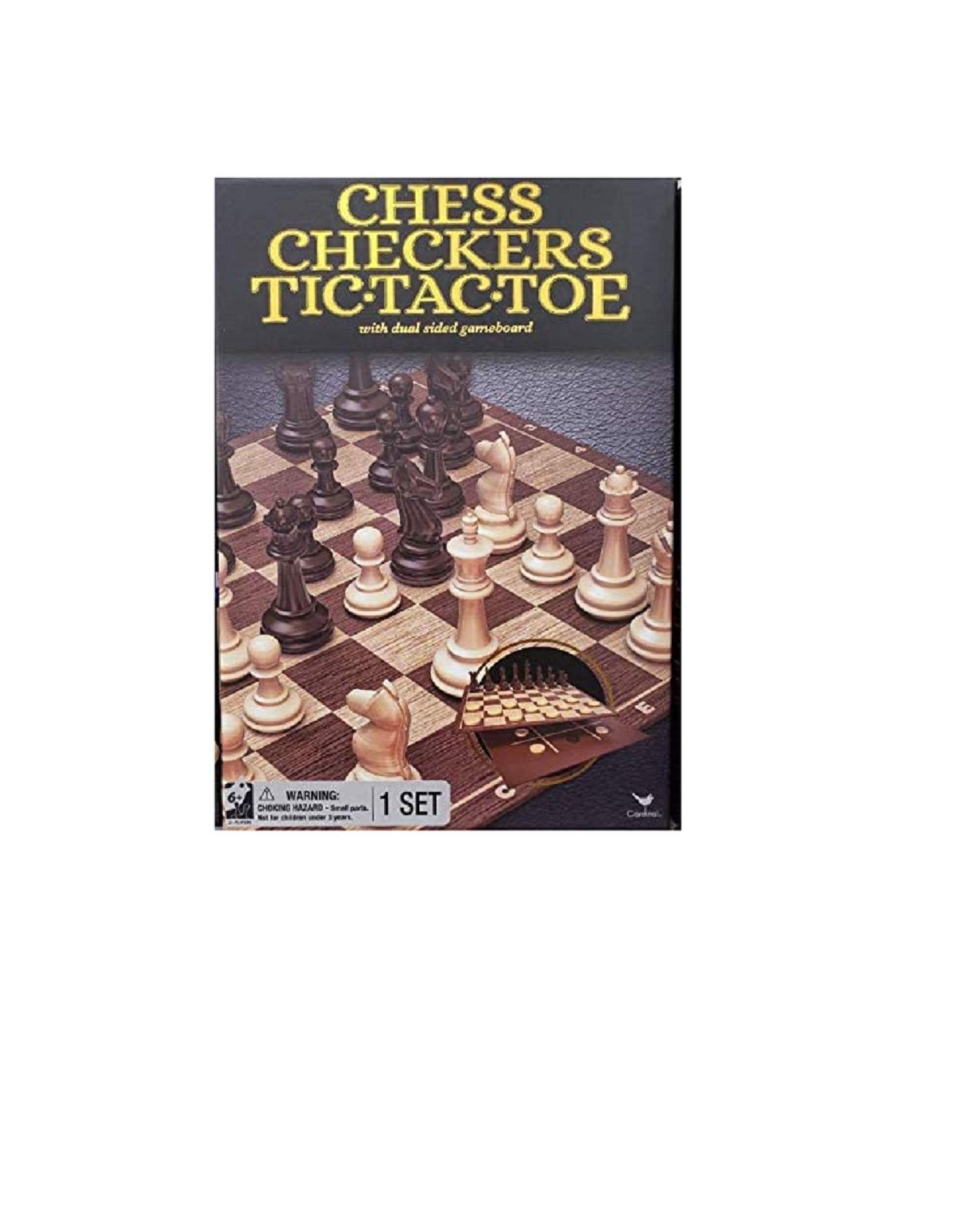 Chess Checkers & Tic Tac Toe with Dual Sided Gameboard