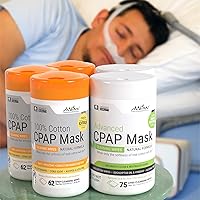 CPAP Mask Cleaning Wipes Bundle, 3 Canister Citrus Scented and 2pk Odor Control Unscented Wipes Plus 2 Travel Packets (360 Total CPAP Mask Wipes)
