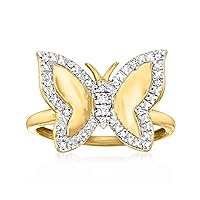 Ross-Simons 0.11 ct. t.w. Diamond Butterfly Ring in 18kt Gold Over Sterling