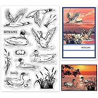 Mallard and Reed Clear Stamps for Cards Making Wild Ducks Clear Stamp Seals Transparent Stamps for DIY Scrapbooking Photo Album Journal Home Decoration