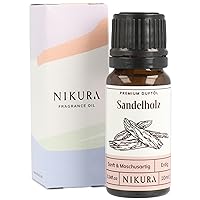 Nikura Sandalwood (East India) Fragrance Oil - 10 ml | Perfect for Soap and Candle Making, Wax Melts, Home Diffusers, Oil Burners | Ideal for Bath Bombs, Perfume Fragrances, Candle Fragrances