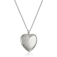 Amazon Collection 14k Gold-Filled or Silver Large Satin and Polished Finish Hand Engraved Heart Shaped Locket Necklace
