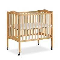 2-In-1 Lightweight Folding Portable Stationary Side Crib In Natural, Greenguard Gold Certified, Baby Crib To Playpen, Folds Flat For Storage, Locking Wheels