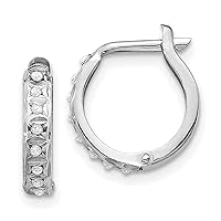 14k White Gold Diamond Fascination Round Hinged Hoop Earrings 13x2 mm (0.01 cttw, I1-I3 Clarity, I-J Color)