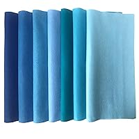 7Pcs Soft Felt Fabric Sheet DIY Craft Blue Series Felt Pack Sewing Nonwoven Patchwork Cotton Fabric Squares for Sewing, DIY Arts & Crafts (45x45cm)