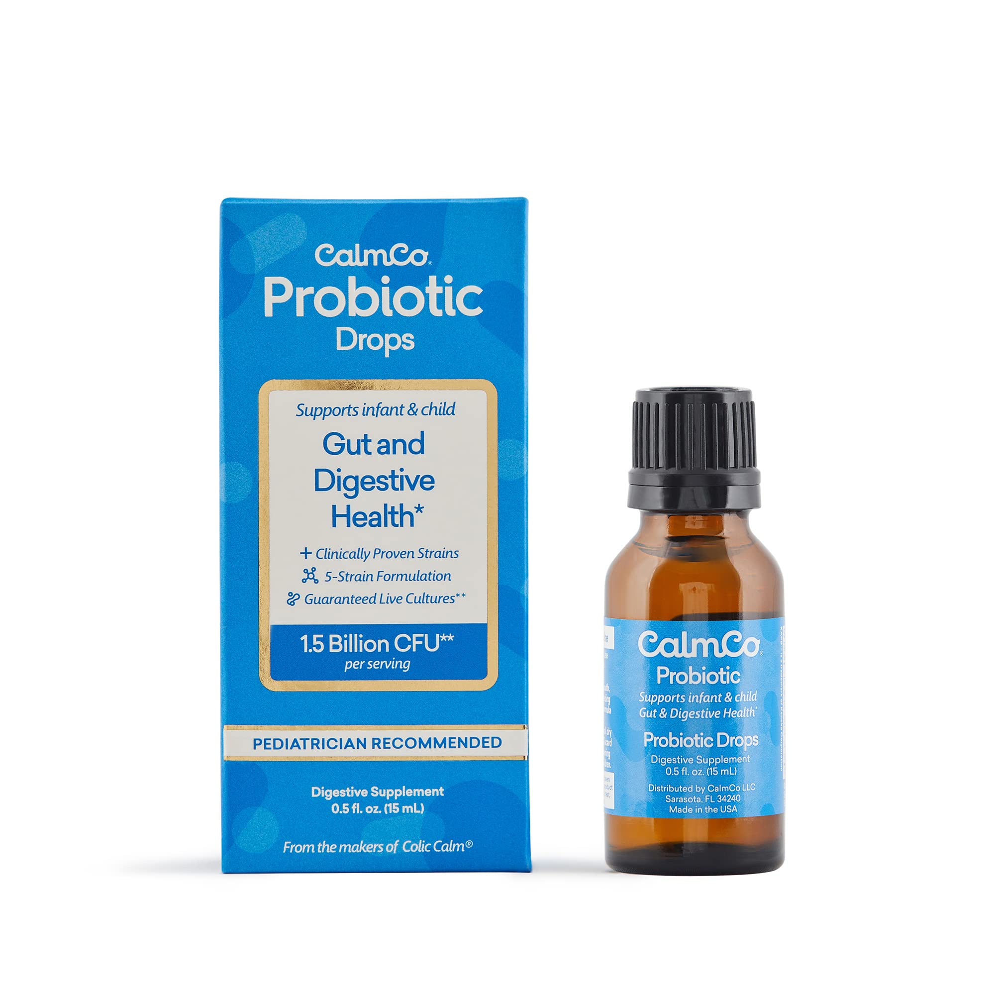 CalmCo Infant & Child Probiotic Drops for Gut & Digestive Health, 0.5 fl oz (Pack of 2)