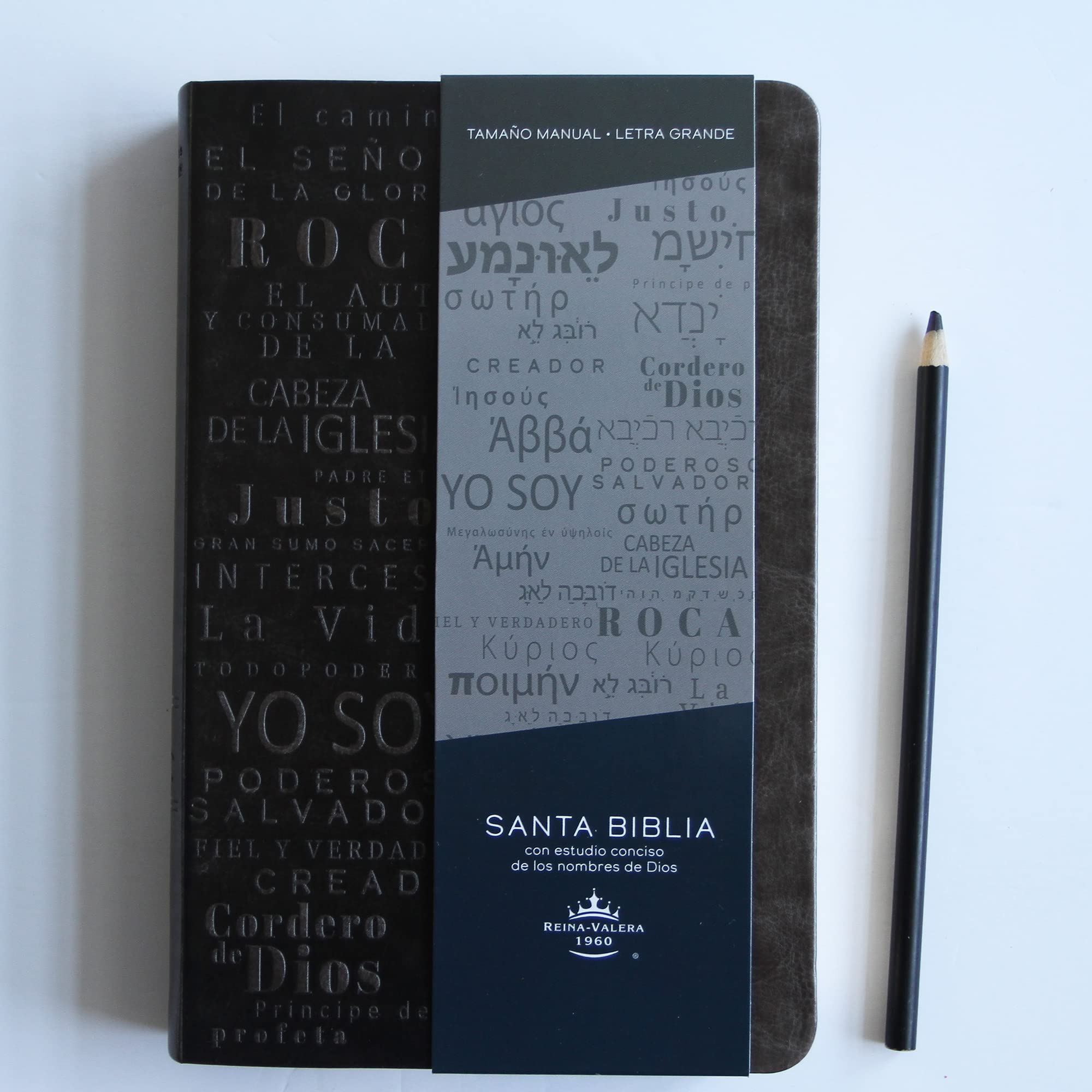 Biblia RVR 1960 letra grande tamaño manual, simil piel gris con nombres de Dios / Spanish Bible RVR 1960 Handy Size Large Print Leathersoft Grey, Names of god