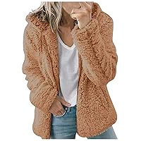 SNKSDGM Fall Jackets for Women 2023 Fleece Lined Short Baggy Long Hooded Faux Sherpa Cardigan Coat Quilted Parka Coat