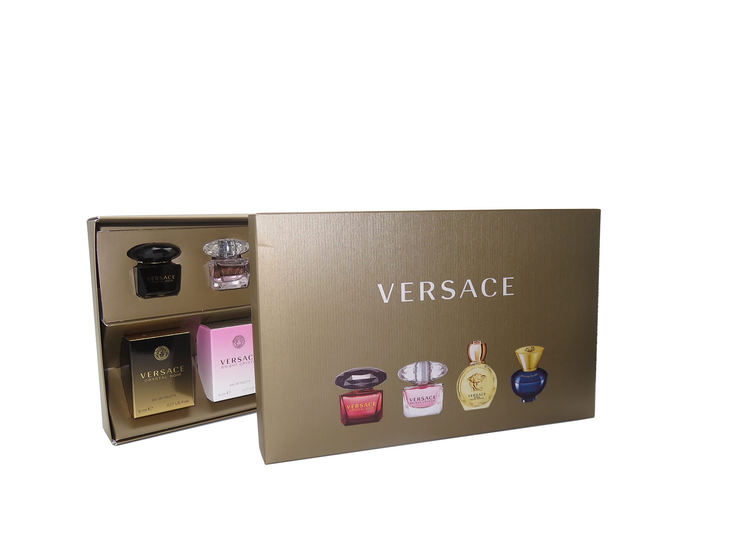 Versace Gifts & Sets Womens Mini Set (Crystal Noir/Bright Crystal/ Eros Pour Femme EDT, Pour Femme Dylan Blue EDP)