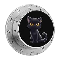 Black Cat Warrior 60 Minute Timer Stainless Steel Wind Up Magnetic Timer Time Management for Cooking Kitchen
